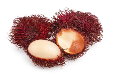 Beyaz arka plan üzerinde izole rambutan. Tropikal meyve. Nephelium lappaceum