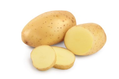 Genç patates beyaz arka planda izole edilmiş. Yeni hasat