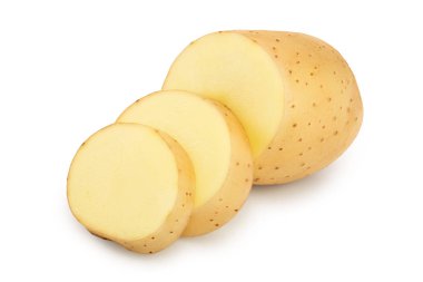 Genç patates beyaz arka planda izole edilmiş. Yeni hasat