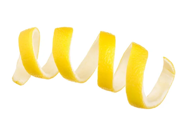 Лимонна шкірка ізольована на білому тлі без тіні. Здорова їжа — стокове фото