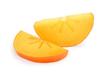 beyaz arka plan yakın çekim izole Persimmon meyve dilim