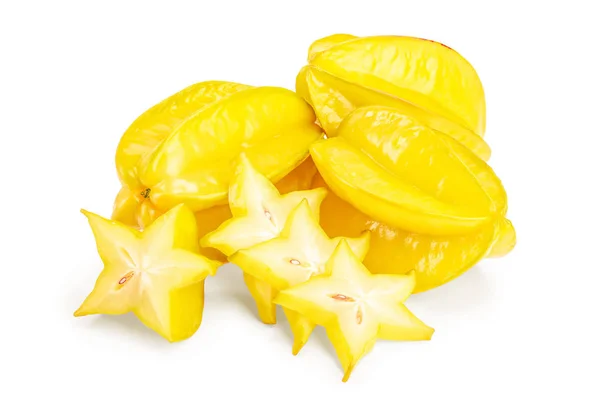 Carambola o stella-frutta isolata su fondo bianco — Foto Stock