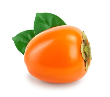 Trabzon hurması meyve beyaz arka plan yakın çekim izole yaprakları ile