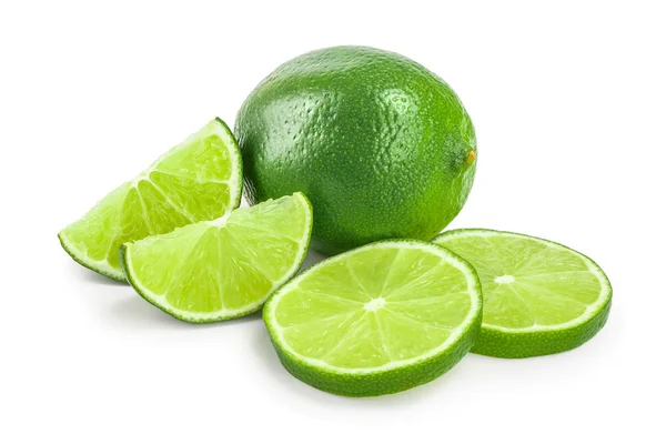 Limoen met de helft geïsoleerd op witte achtergrond — Stockfoto