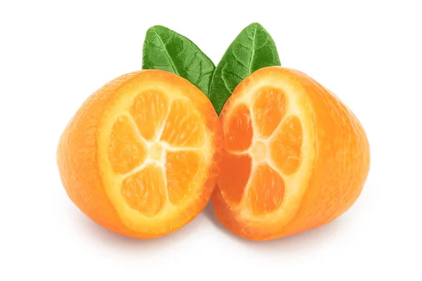 Cumquat or kumquat half isolated on white background — Stock Photo, Image