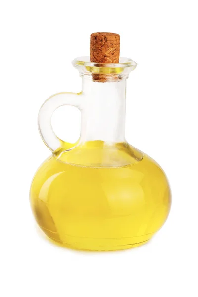 A glass bottle with oil isolated on a white background — Stock Photo, Image