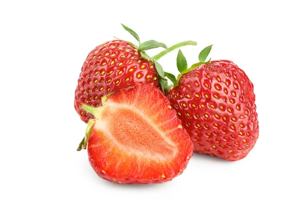 Fresas aisladas sobre fondo blanco. Vista superior. Patrón de colocación plana — Foto de Stock