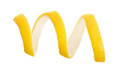 Limon kabuğu bir gölge olmadan beyaz arka plan üzerinde izole. Sağlıklı gıda