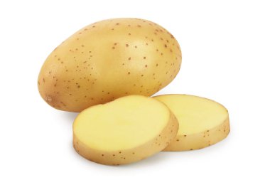 Genç patates beyaz arka planda izole edilmiş. Yeni hasat