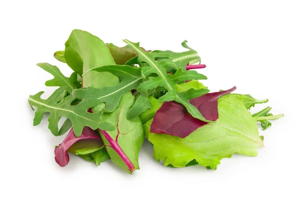 Mistura de diferentes saladas isoladas em fundo branco — Fotografia de Stock