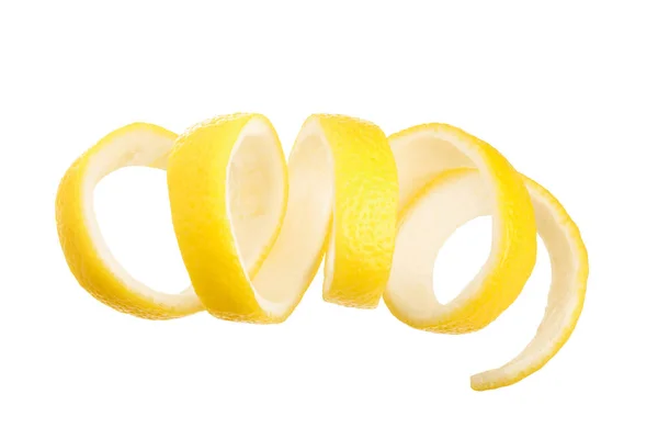 Cáscara de limón aislada sobre fondo blanco sin sombra. Alimento saludable — Foto de Stock