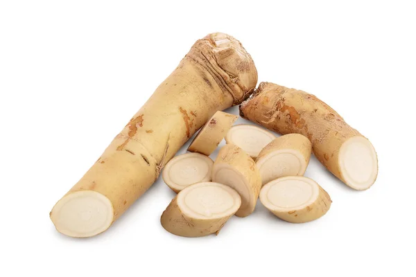 Horseradish root with slices isolated on white background — Stock Photo, Image