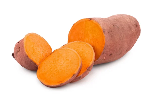 Zoete aardappel geïsoleerd op witte achtergrond closeup — Stockfoto