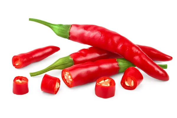 Red hot chili peppers isolated on white background — Stock Photo, Image