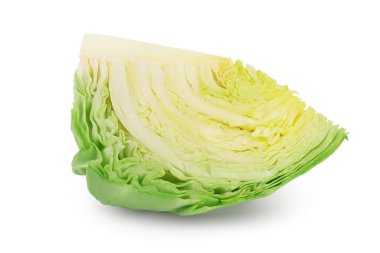 Kırpma yolu ve tam derinlikte alan ile beyaz arkaplanda izole yeşil lahana.