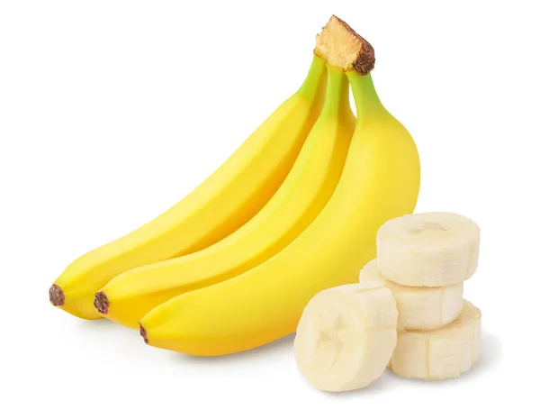 Bunch of bananas isolated on white background with clipping path and full depth of field. — Stock Photo, Image