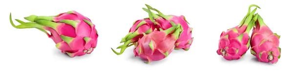 Frutto maturo drago, Pitaya o Pitahaya isolato su sfondo bianco, frutto concetto sano. Set o collezione — Foto Stock