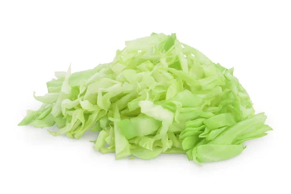 Green chopped cabbage isolated on white background with clipping path and full depth of field. — Stok fotoğraf