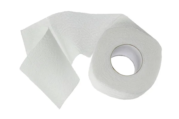 Roll of toilet paper or tissue isolated on white background with clipping path and full depth of field. Top view. Flat lay Royalty Free Stock Images