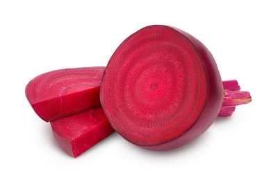 Pancar yarısı kesme yolu ve tam derinlik ile beyaz arkaplan üzerinde izole dilimlenmiş alan