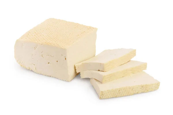 Tofu-Käse isoliert auf weißem Hintergrund mit Clipping-Pfad und voller Schärfentiefe, — Stockfoto