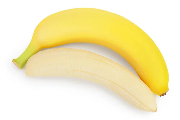 Bananer isolerade på vit bakgrund med klippning väg och full skärpedjup. Högst upp. Platt äggläggning — Stockfoto