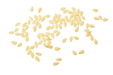 Sesame seeds isolated on white background top view. Flat lay clipart