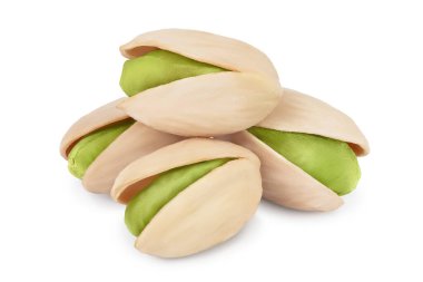 Antep fıstığı kırpma yolu ve tam derinlik alan ile beyaz arkaplanda izole edildi