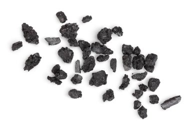 particles of charcoal isolated on white background with clipping path and full depth of field clipart