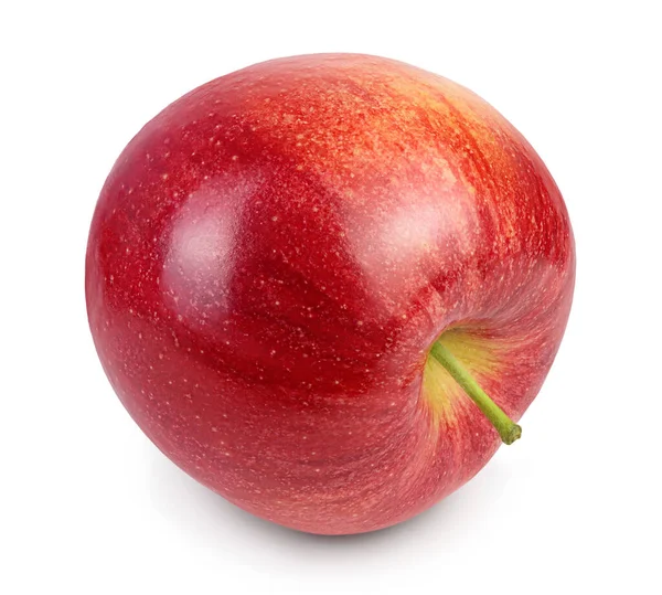 クリッピングパスとフィールドの完全な深さを持つ白い背景に隔離された赤いリンゴ — ストック写真