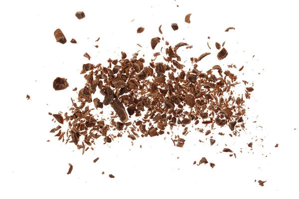 Riven choklad isolerad på vit bakgrund. Ovanifrån — Stockfoto