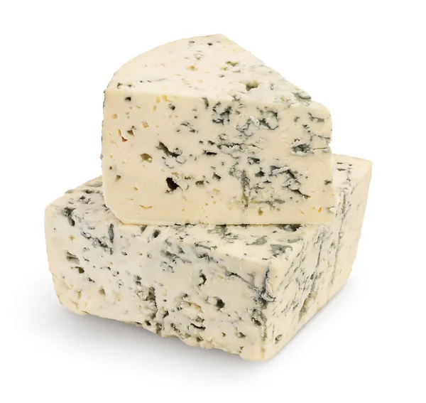 Blue cheese isolated on white background with clipping path and full depth of field. — Stock Photo, Image