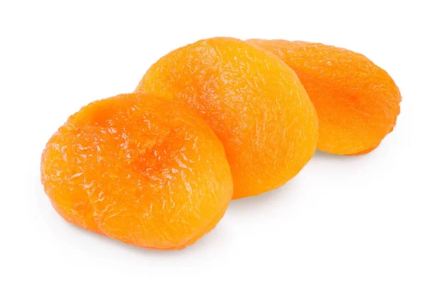 Dried apricots isolated on white background with clipping path and full depth of field. — Stock Photo, Image
