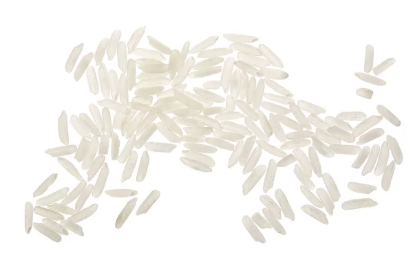 Beyaz arka planda izole edilmiş pirinç taneleri. Üst Manzara. Düz yatıyordu — Stok fotoğraf