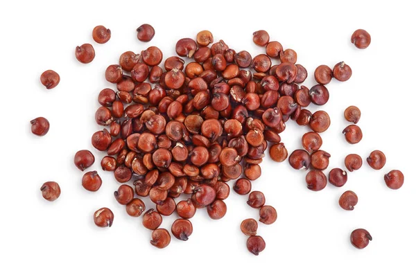 Red quinoa seeds isolated on white background with clipping path and full depth of field. Top view. Flat lay — Stock Photo, Image