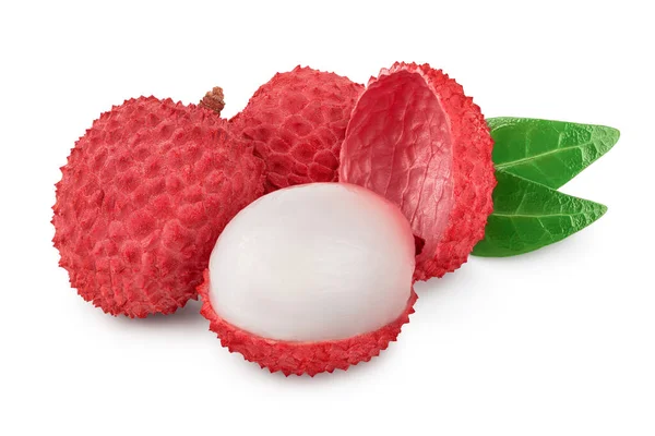 Lychee fruit isolated on white background with clipping path and full depth of field — Stock Photo, Image