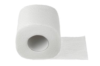 Beyaz arkaplanda izole edilmiş tuvalet kağıdı veya doku rulosu kırpma yolu ve tam derinlik.