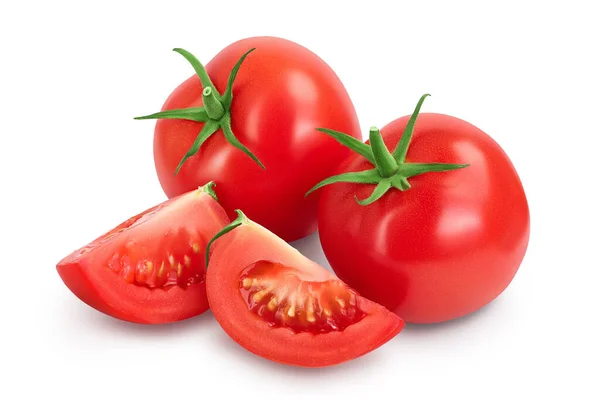 Tomato with slices isolated on white background with clipping path and full depth of field. — Stock Photo, Image