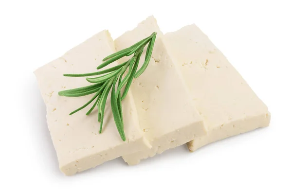 Tofu-Käse isoliert auf weißem Hintergrund mit Clipping-Pfad und voller Schärfentiefe, — Stockfoto