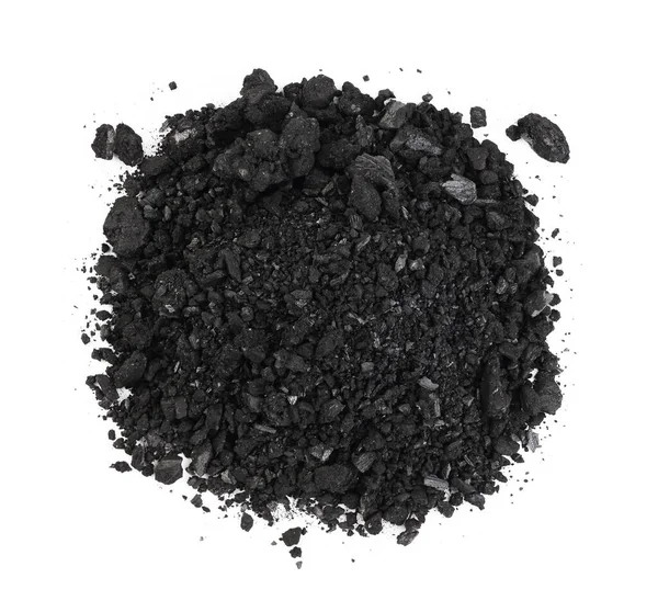 Montón de carbón o polvo de carbón aislado sobre fondo blanco —  Fotos de Stock