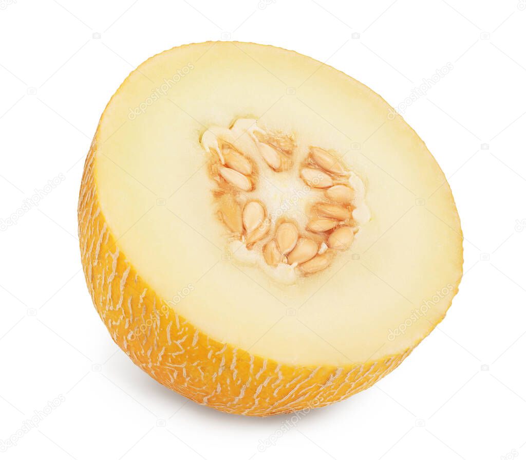 Melon half isolated on white background with clipping path and full depth of field