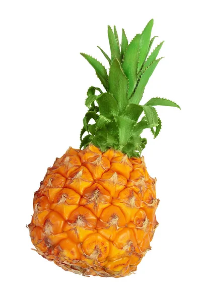 Ananas isoliert auf weißem Hintergrund mit Schnittweg und voller Schärfentiefe. Ansicht von oben. Flache Lage — Stockfoto
