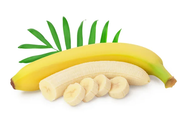 Banán izolovaný na bílém pozadí s oříznutou cestou a plnou hloubkou pole. — Stock fotografie