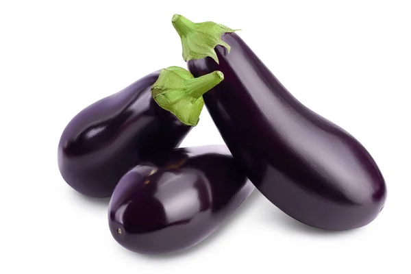 Aubergine of aubergine geïsoleerd op witte achtergrond met knippad en volle velddiepte — Stockfoto