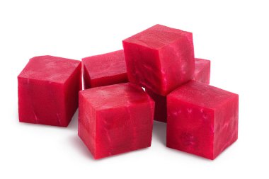 Pancar kökü kırpma yolu ve tam derinlik ile beyaz arkaplanda izole