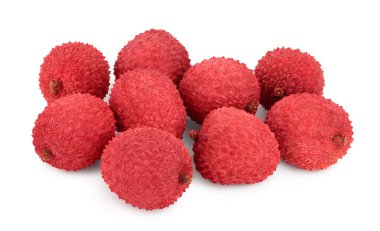 Lychee meyvesi kırpma yolu ve tam derinlik ile beyaz arkaplanda izole