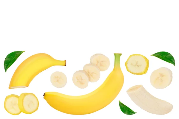 Banana isolated on white background. Top view with copy space for your text. Flat lay. — Stock Photo, Image