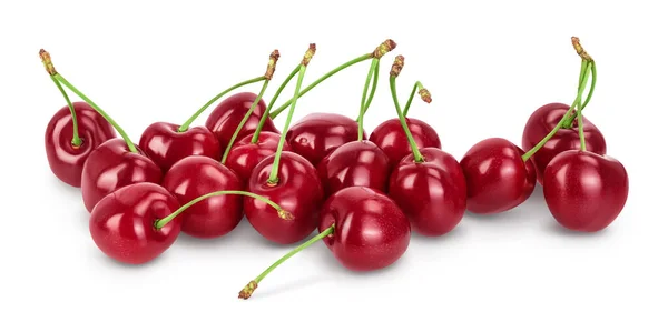 Cereza roja dulce aislada sobre fondo blanco con camino de recorte y profundidad completa de campo —  Fotos de Stock