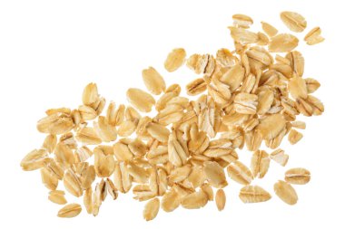 Beyaz arka planda yulaf ezmesi. Üst görünüm