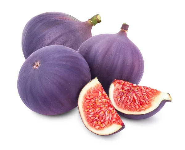 Fresh fig fruit and slices isolated on white background — Stock Photo, Image